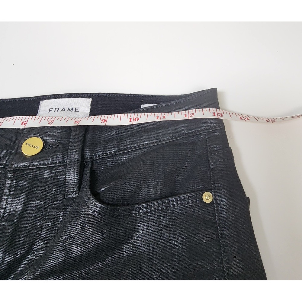 Frame Le Skinny Jeans Women's 25 Black Coated Mid Rise $258 - Picture 9 of 12